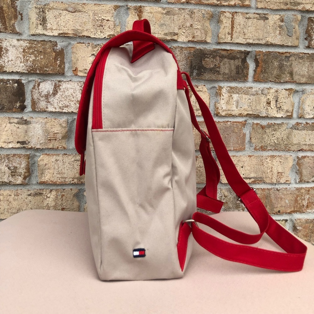 Tommy Hilfiger Red Tan Medium Size Snap/ Zipper Closure Women’s Backpack - Picture 9 of 16